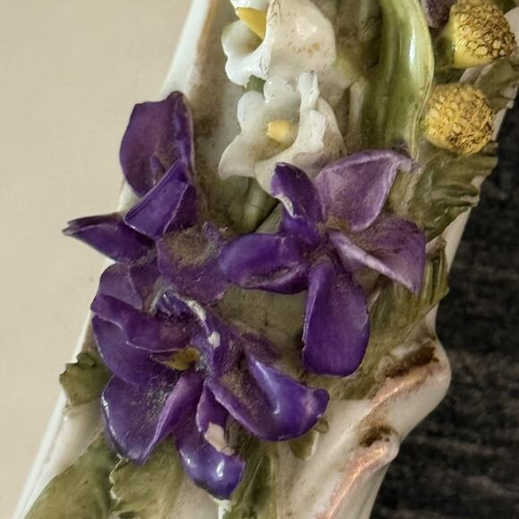 Antique Porcelain Table Mirror Cherub Flowers Easel Back Continental Mirror - Picture 8 of 11